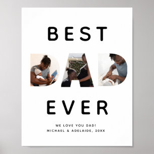 Custom Fathers Day Photo Collage Best Dad Ever Poster