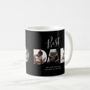Custom Fathers Day Photo Collage Best Dad Script Coffee Mug