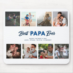 Custom Father's Day Photo Collage Best Papa Ever Mouse Pad