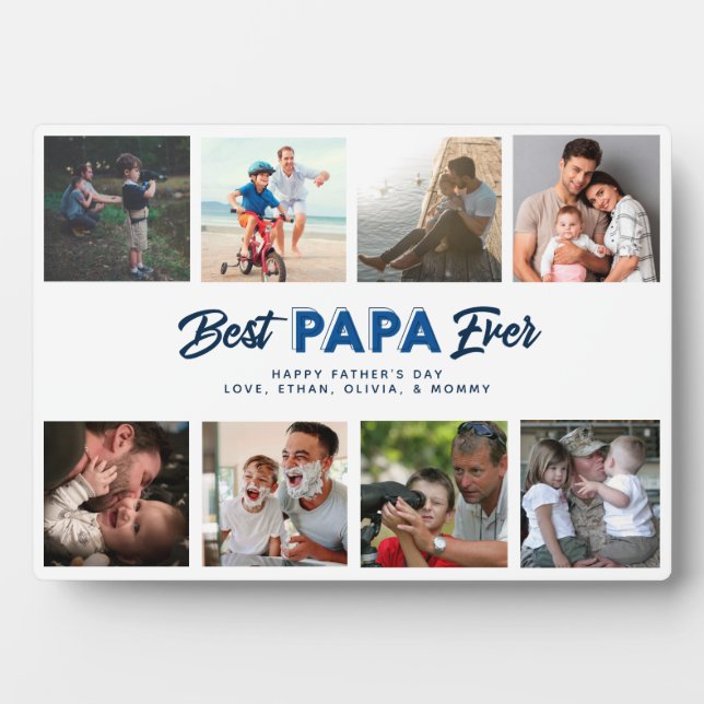 Custom Father's Day Photo Collage Best Papa Ever Plaque (Front)