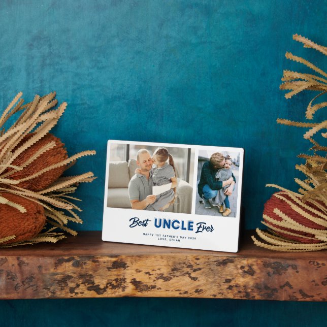 Custom Father's Day Photo Collage Best Uncle Ever Plaque (Side)
