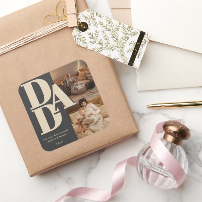 Custom Father's Day Photo Collage | DAD Letters -  Square Sticker (Gifting)