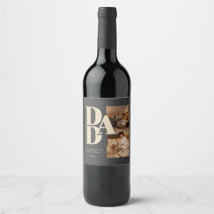 Custom Father's Day Photo Collage   DAD Letters -  Wine Label