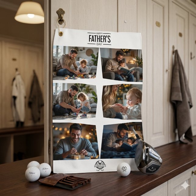 Custom Father's Day Wall Decor Multi-Photo Collage Golf Towel (Creator Uploaded)