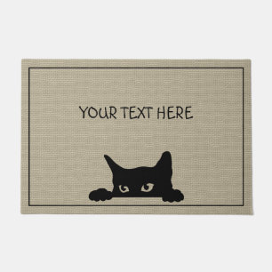 Custom Faux Burlap Cat Doormat   Large