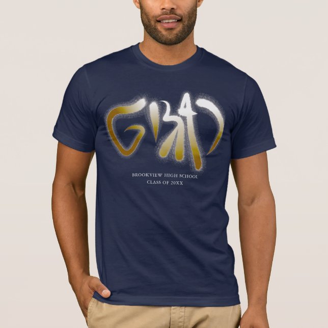 Custom Faux Gold Bold Grad Typography T-Shirt (Front)