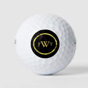 Custom Faux Gold Border and Monogram Golf Balls