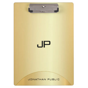 Custom Faux Gold Elegant Monogram Modern Template Clipboard