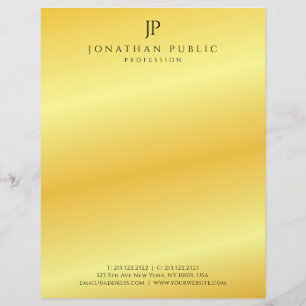 Custom Faux Gold Elegant Monogram Template Modern Custom Letterhead