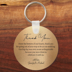 Custom Faux Gold Foil Wedding Guest Thank You Key Ring