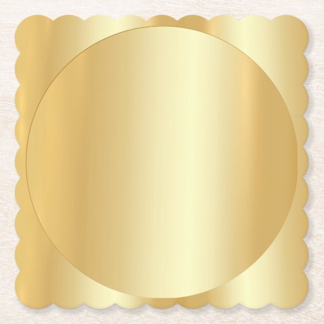 Custom Faux Gold Glamourous Blank Elegant Template Paper Coaster (Front)
