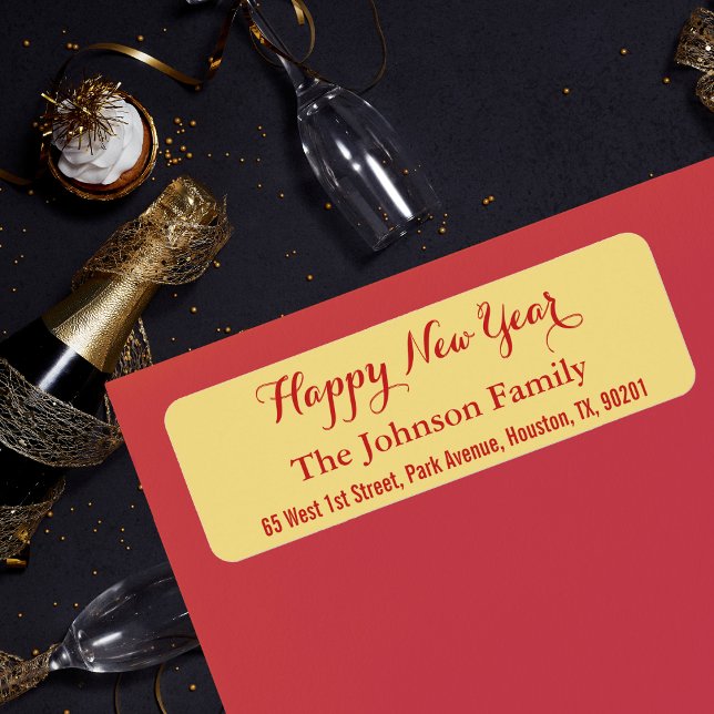 Custom Faux Gold Happy New Year DIY Return Address (Custom Faux Gold Happy New Year DIY Return Address Label)