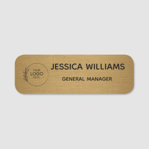 Custom Faux Gold Logo Employee Magnetic Safety Pin Name Tag