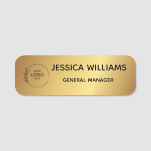 Custom Faux Gold Logo Employee Magnetic Safety Pin Name Tag