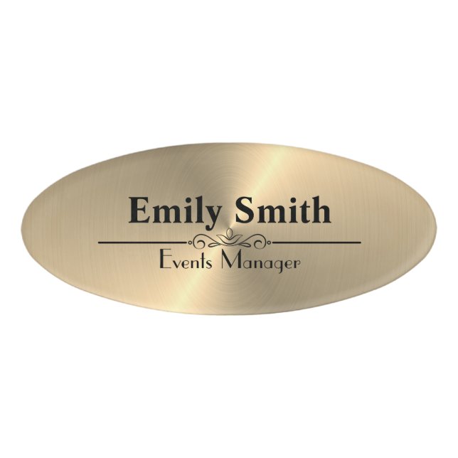 Custom Faux Gold Magnetic Acrylic Name Badge (Front)