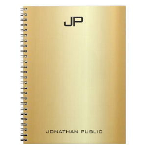 Custom Faux Gold Modern Monogram Elegant Template Notebook