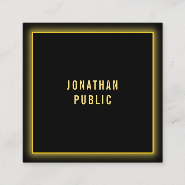 Custom Faux Gold Modern Professional Elegant Black Square Business Card (Front)