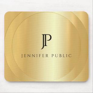 Custom Faux Gold Template Monogram Your Name Mouse Pad