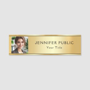 Custom Faux Gold Upload Your Photo or Logo to Name Tag
