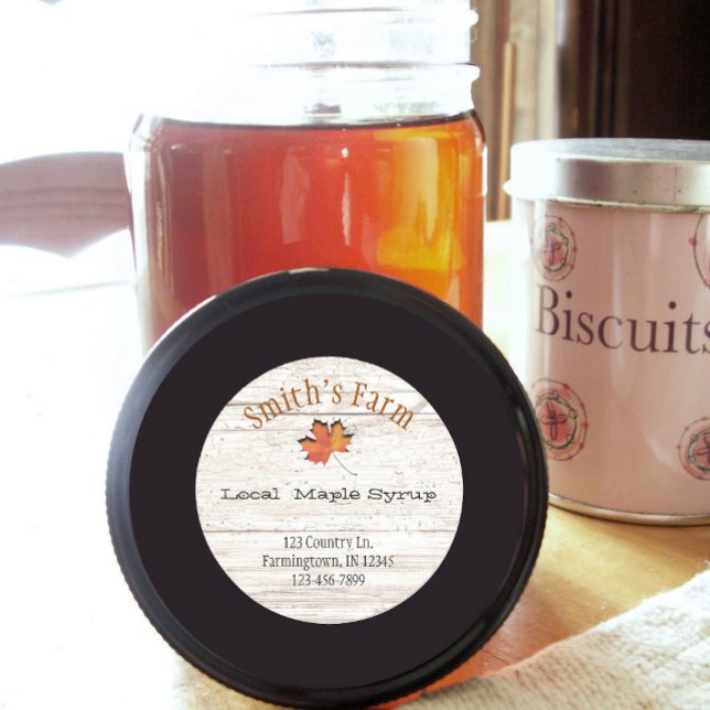 Custom Faux Leaf Cutout Maple Syrup Round Sticker (Creator Uploaded)