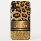Custom Faux Leopard Skin Gold Leather Pattern