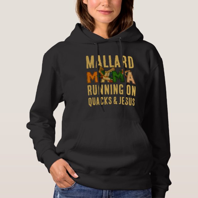 Custom Faux Rhinestone MALLARD MAMA Duck Mom Hoodie (Front)