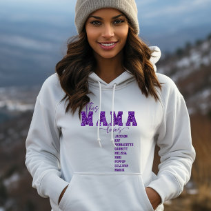 Custom Faux Sequin Varsity Font This Mama Loves Hoodie
