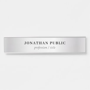 Custom Faux Silver Elegant Modern Template Long Door Sign