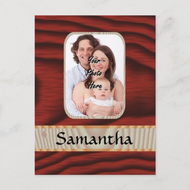 Custom faux wood photo template postcard (Front)