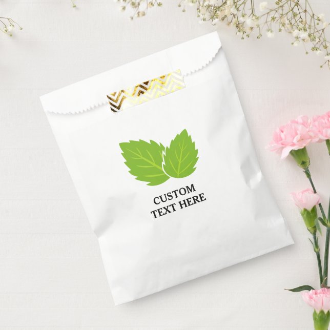 Custom favour bags with green mint leaf logo desig (Sealed)