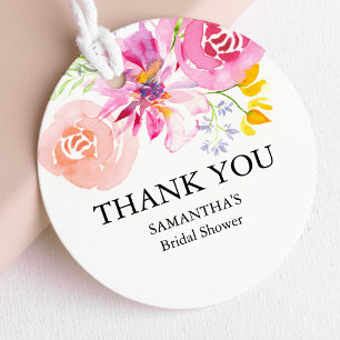 Custom Favour Tags Watercolor Flowers Bridal Showe