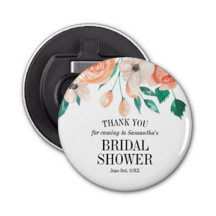 Custom Favours Elegant Peach Floral Bridal Shower Bottle Opener