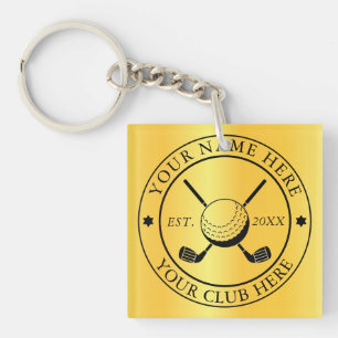 Custom Featuring Club Emblem Square Single-sided  Key Ring