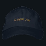 Custom FEBRUARY 2026 Text Special day Celebration  Embroidered Hat<br><div class="desc">Mark the moment in style with this Navy Alternative Apparel Basic Adjustable Cap featuring bold “FEBRUARY 2026” embroidery that stands out with a refined finish. Crafted for comfort with a one-size-fits-all adjustable strap, it’s ideal for monthly campaigns, special achievements, anniversaries, or business promotions. Order in bulk for your organization, event...</div>