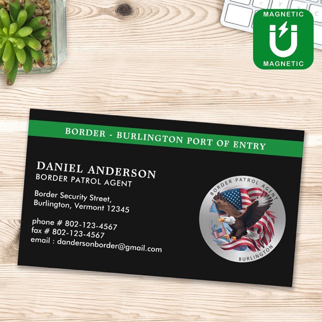 Custom Federal Law Enforcement Border Patrol Logo Magnetic Business Card (Creator Uploaded)