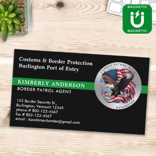 Custom Federal Military Border Patrol Agent Logo Magnetic Business Card