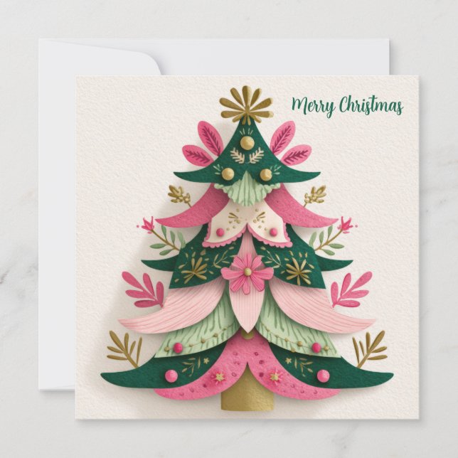 Custom festive Christmas Tree Greeting Card (Front)