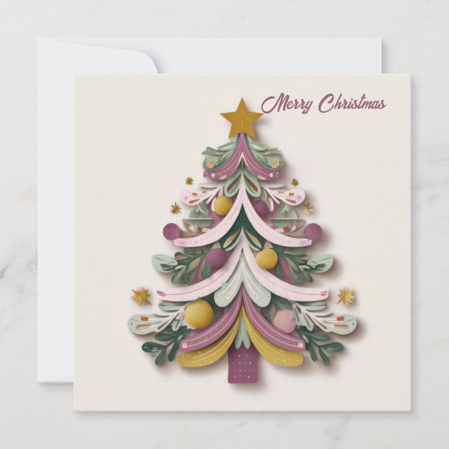 Custom festive Christmas Tree Greeting Card (Front)