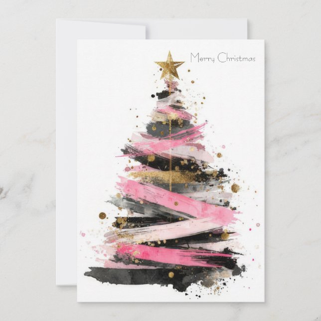 Custom festive Christmas Tree Greeting Holiday Card (Front)
