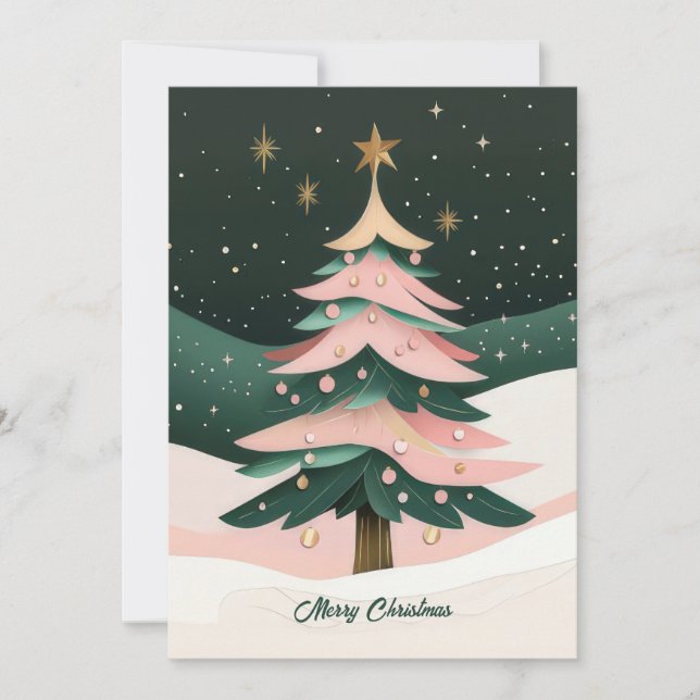 Custom festive Christmas Tree Greeting Holiday Card (Front)