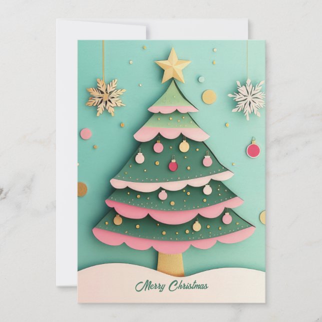 Custom festive Christmas Tree Greeting Holiday Card (Front)