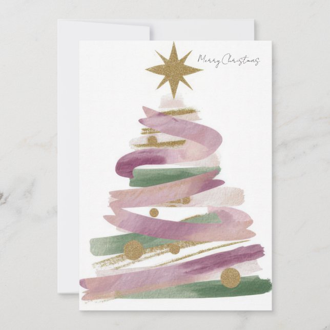 Custom festive Christmas Tree Greeting Holiday Card (Front)