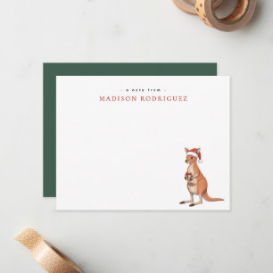 Custom Festive Kangaroo With Santa Hat Christmas Card