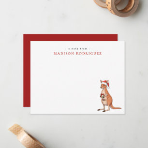 Custom Festive Kangaroo With Santa Hat Christmas Card
