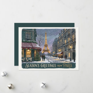 Custom Festive Paris Eiffel Tower France Christmas Holiday Card