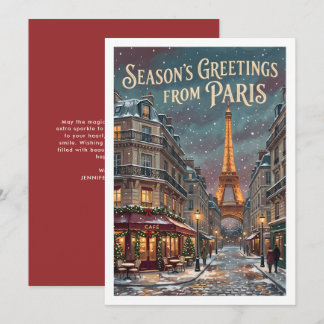 Custom Festive Paris Eiffel Tower France Christmas Holiday Card