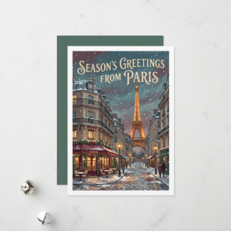 Custom Festive Paris Eiffel Tower France Christmas Holiday Card