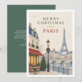 Custom Festive Paris Eiffel Tower France Christmas Holiday Card