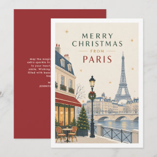 Custom Festive Paris Eiffel Tower France Christmas Holiday Card