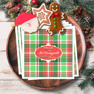 Custom Festive Red Green White Christmas Holiday Napkin